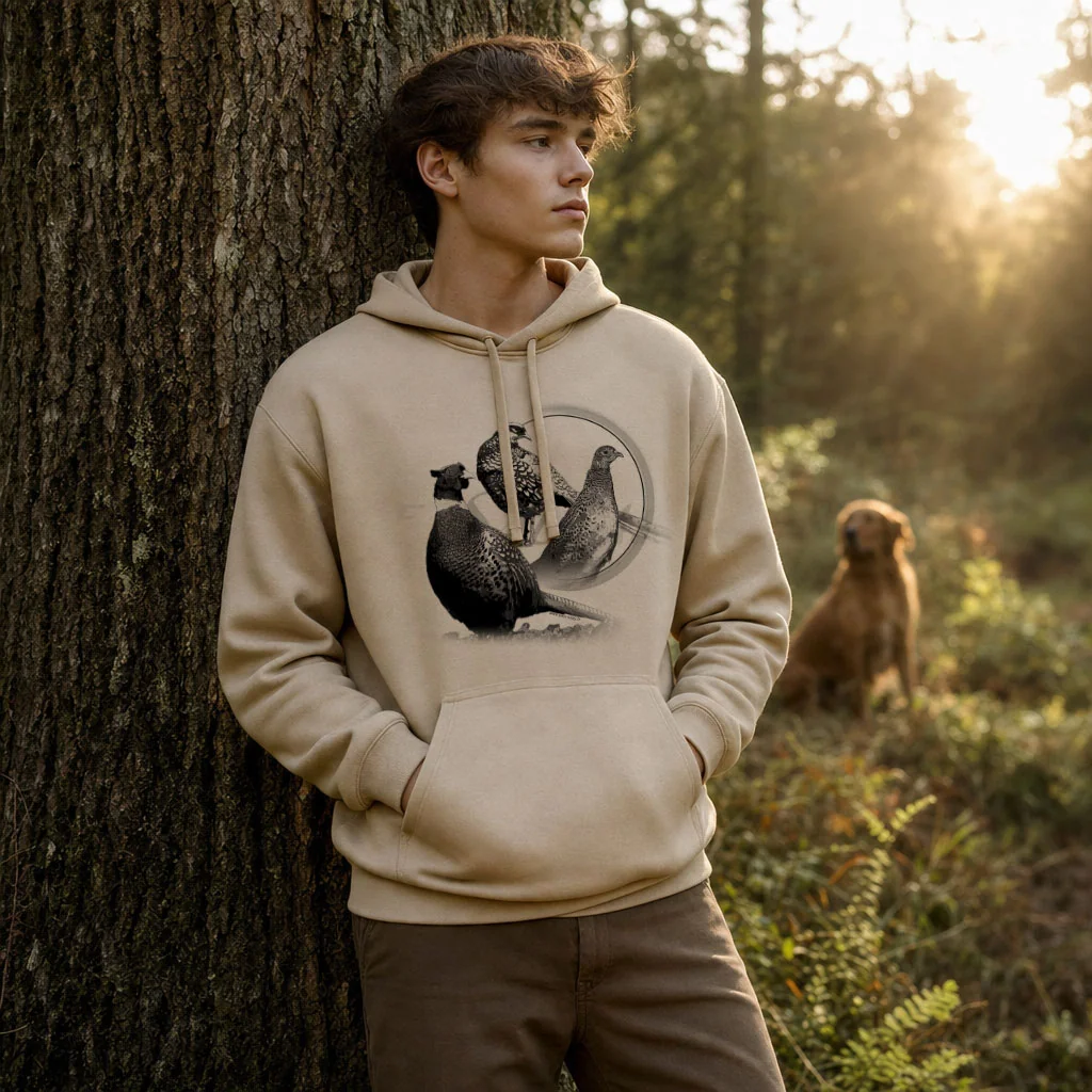 Sweat de chasse homme faisan personnalise, sable clair M