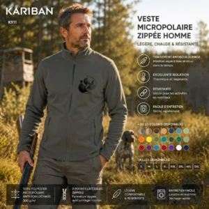 Veste polaire de chasse Faisan personnalisée, motif faisan + texte au choix