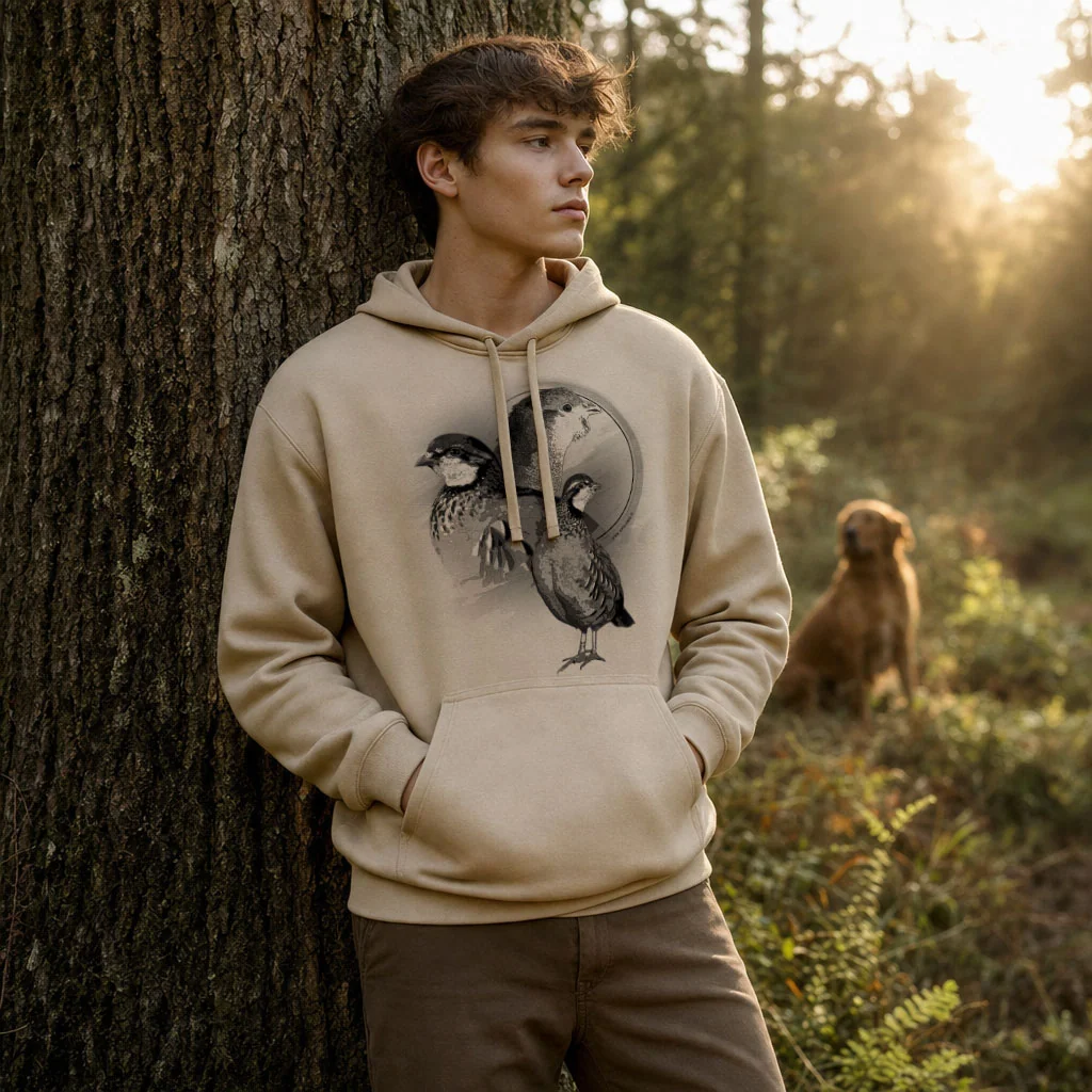 Sweat de chasse homme perdrix personnalise, sable clair M