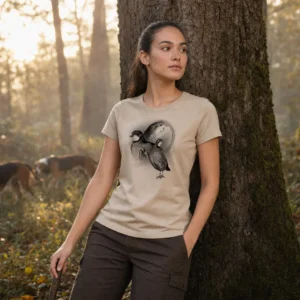 T-shirt de chasse Perdrix personnalisé — femme, beige, toutes tailles