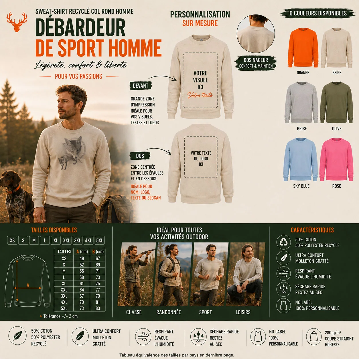 Détail du motif renard imprimé sur le sweat