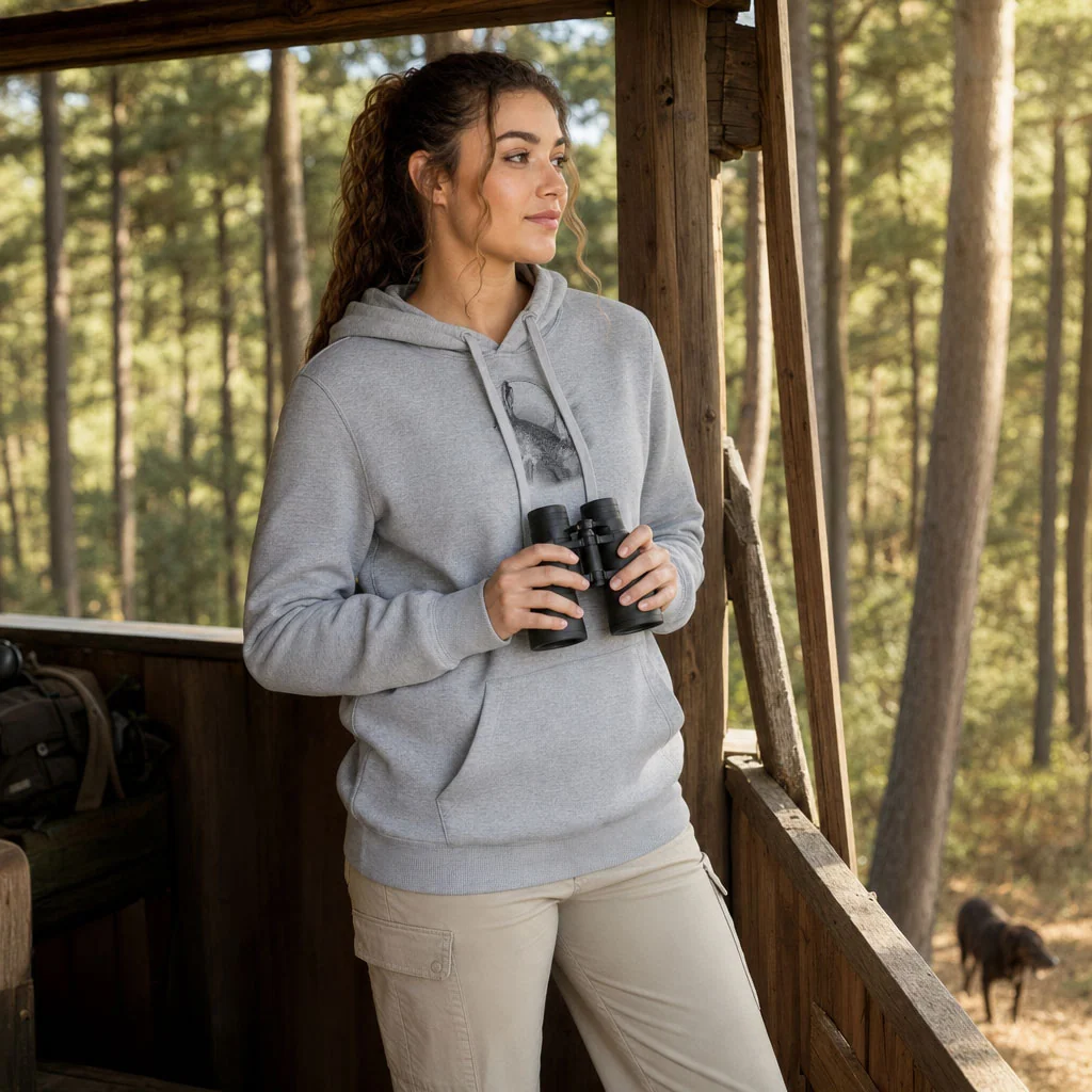 Sweat de chasse femme lievre personnalise, gris chine M