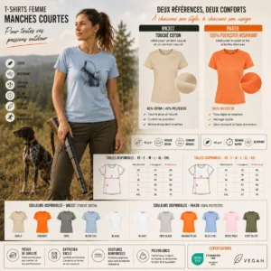 T-shirt de chasse Lièvre personnalisé — femme, détail du motif lièvre imprimé