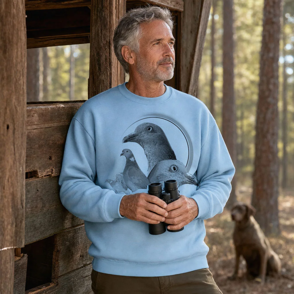 Sweat de chasse homme palombe personnalise, bleu ciel M