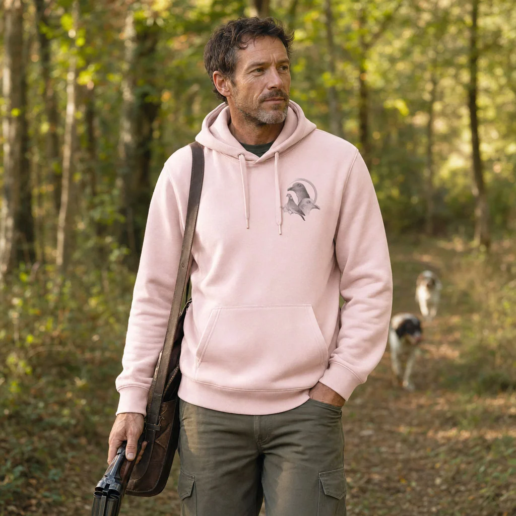 Sweat de chasse homme palombe personnalise, rose pale M