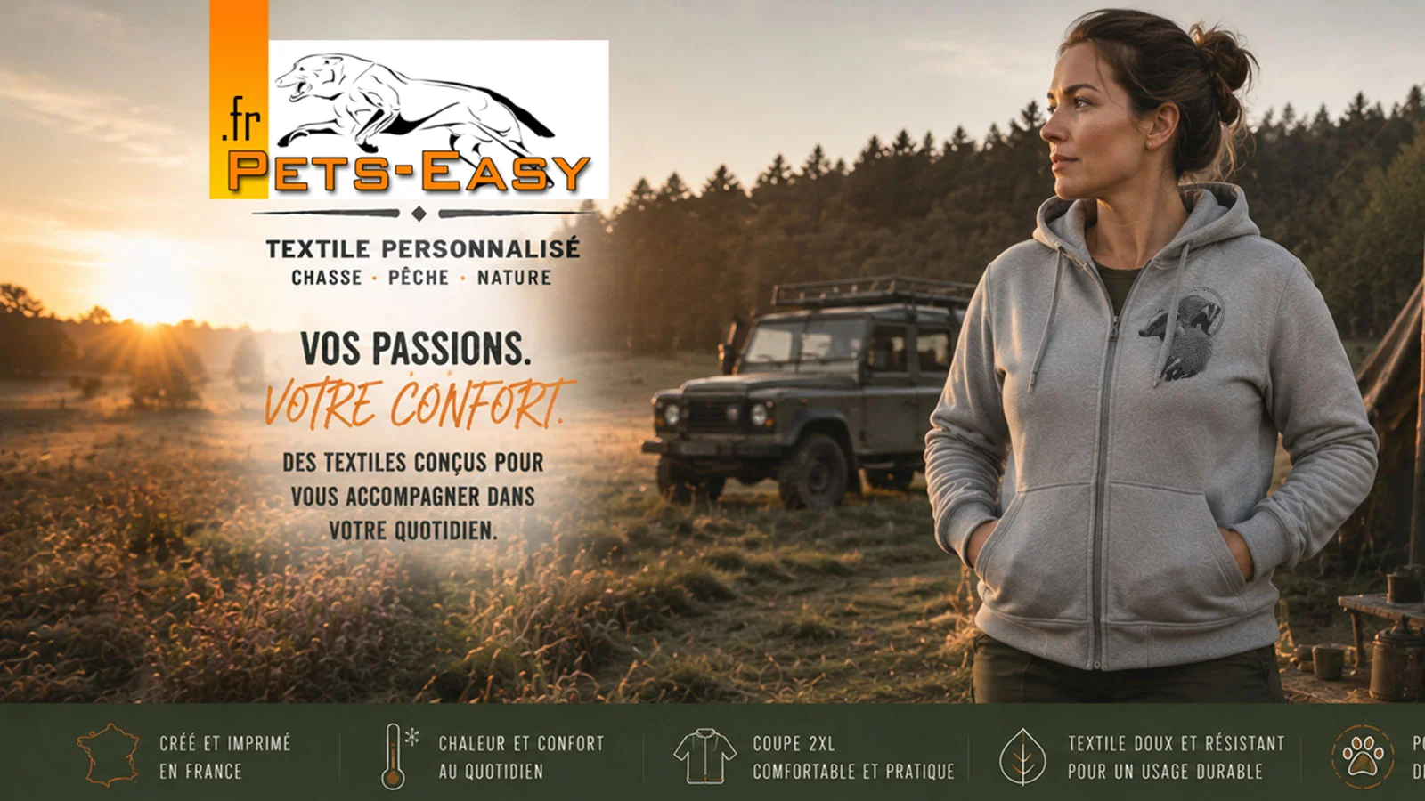 Sweat de chasse blaireau personnalisé