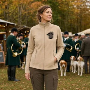 Veste polaire de chasse Blaireau personnalisée femme, coloris beige