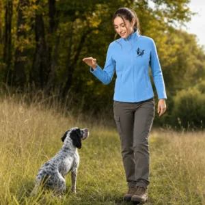 Veste polaire de chasse Grive personnalisée femme, coloris bleu ciel