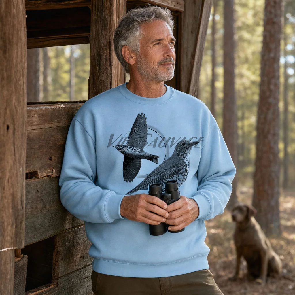 Sweat de chasse homme grive personnalise, bleu ciel M