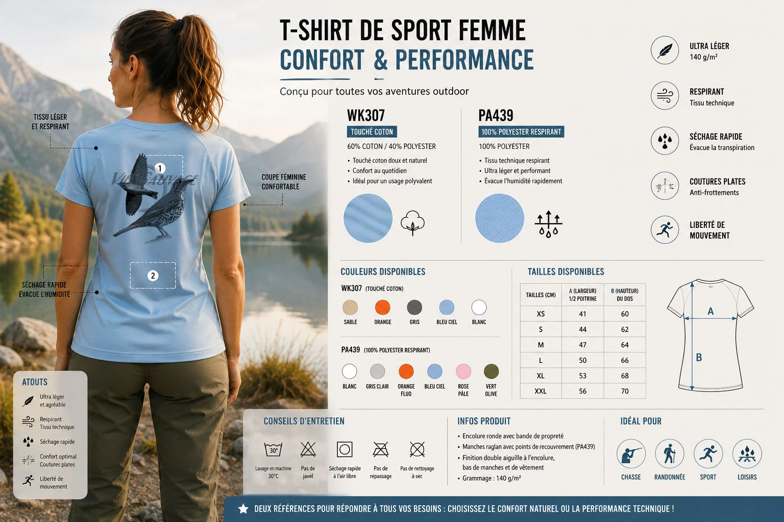 La maille du t-shirt femme, vue de près