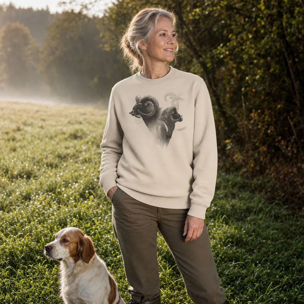 Sweat de chasse femme mouflon personnalise, sable clair M