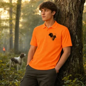 Polo de chasse Mouflon personnalisé homme, coloris orange