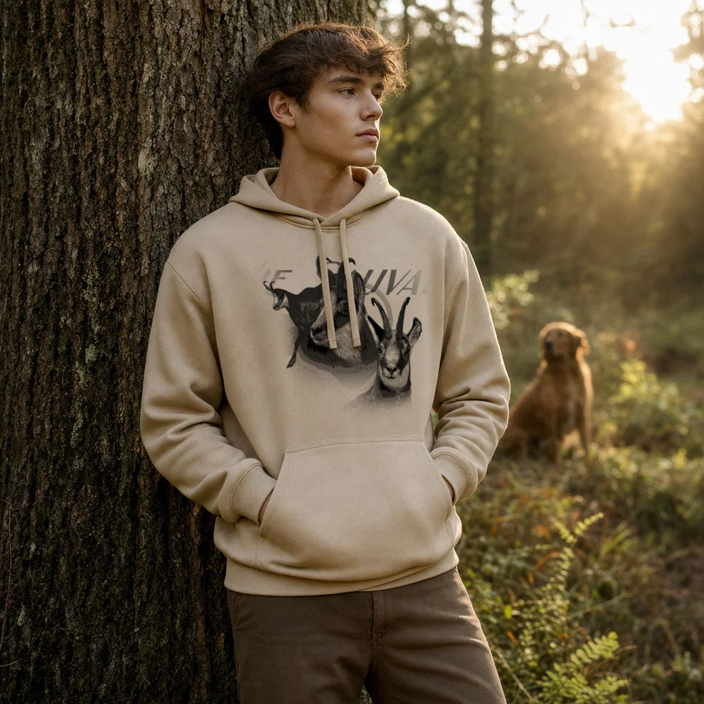 Sweat de chasse homme chamois personnalise, sable clair M