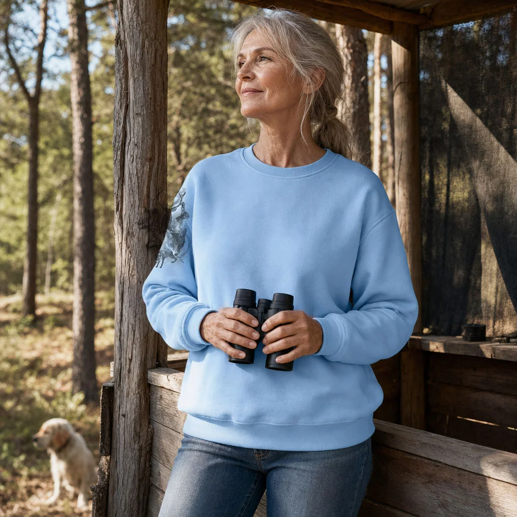 Sweat de chasse femme venerie personnalise, bleu ciel M
