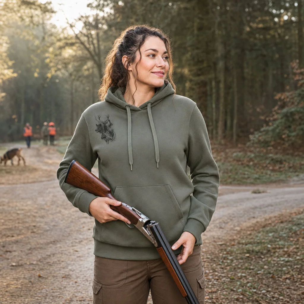 Sweat de chasse femme venerie personnalise, vert olive M