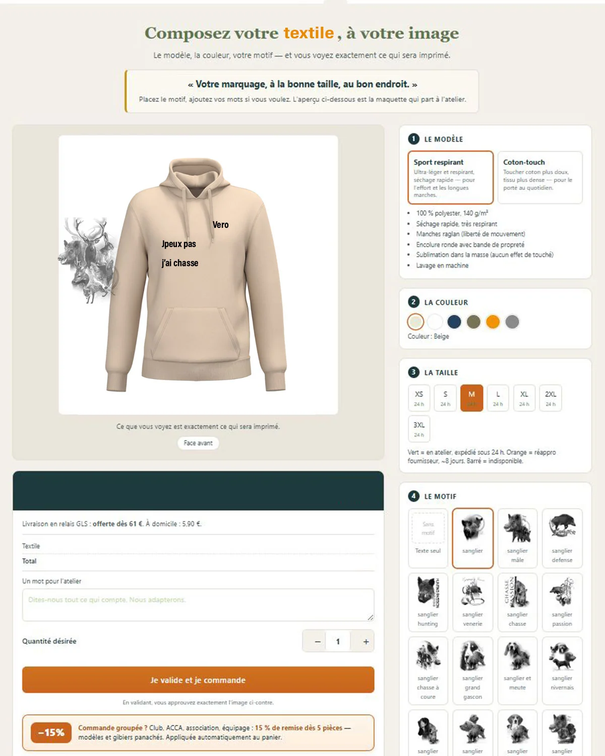 Personnalisation du sweat de chasse vénerie
