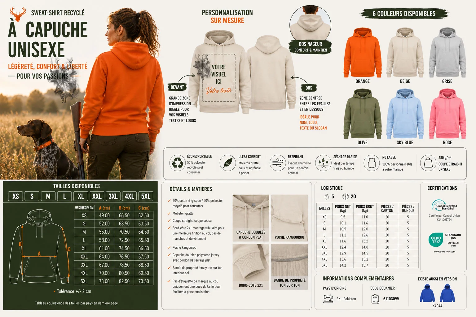 Molleton gratté du sweat de chasse vénerie