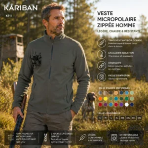 Veste polaire vénerie personnalisée, motif vénerie + texte au choix