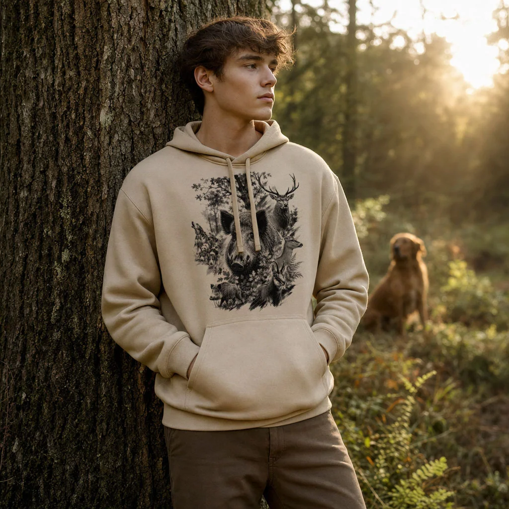 Sweat de chasse homme venerie personnalise, sable clair M