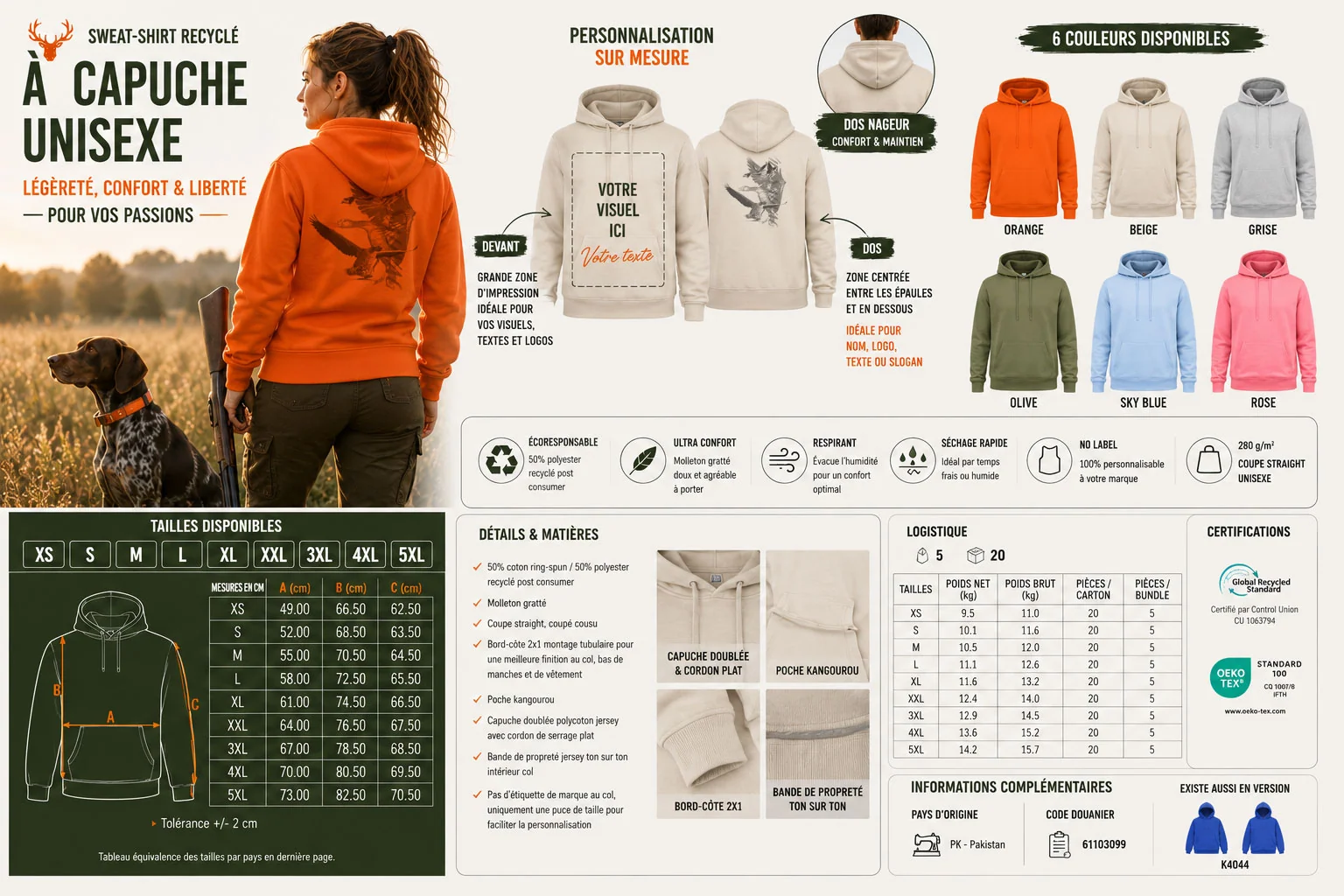 Molleton gratté du sweat de chasse oie sauvage