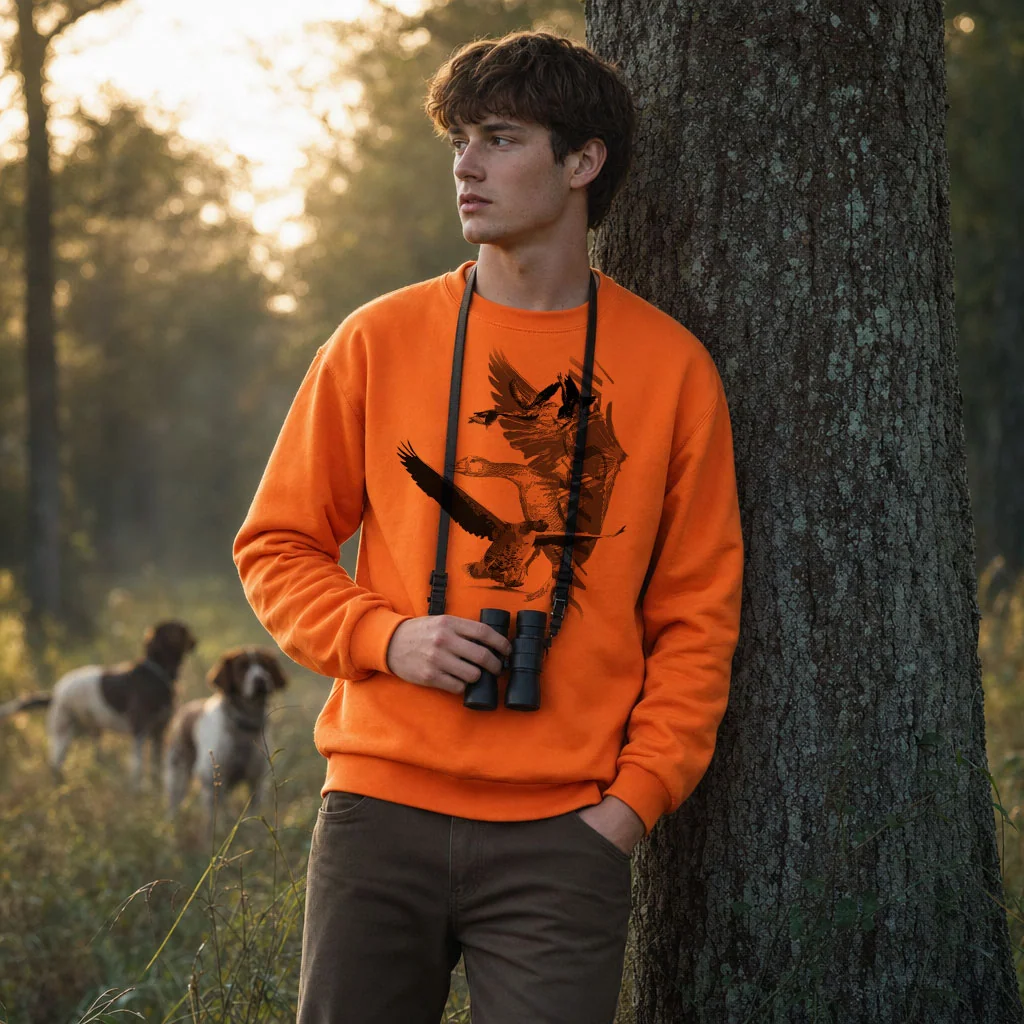 Sweat de chasse homme oie sauvage personnalise, orange M