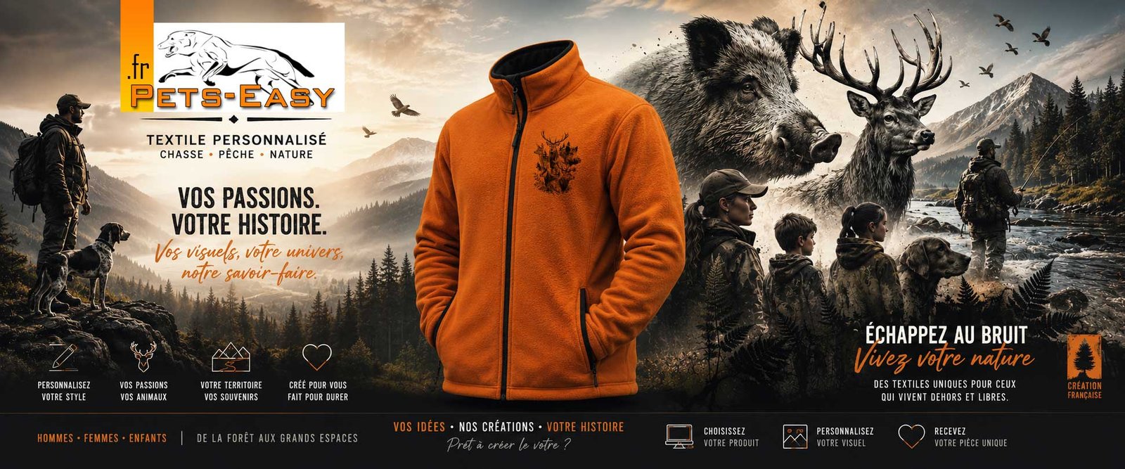 Veste polaire de chasse personnalisee homme