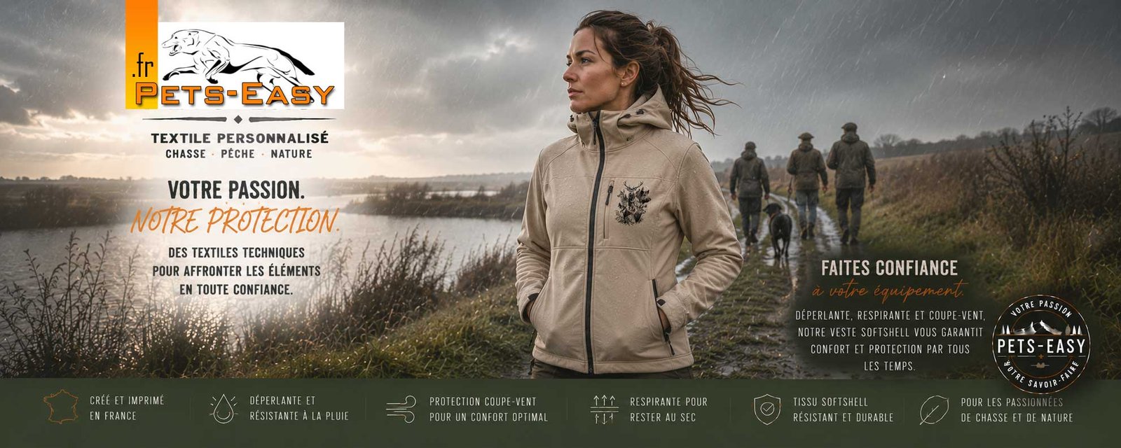 Veste softshell de chasse personnalisee femme