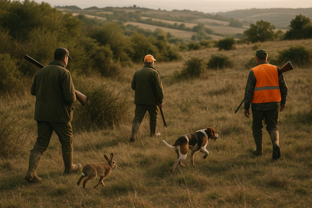 Chien courant du Sud-Ouest, garrigue et coteaux calcaires, lièvre — chasse de un Ariégeois