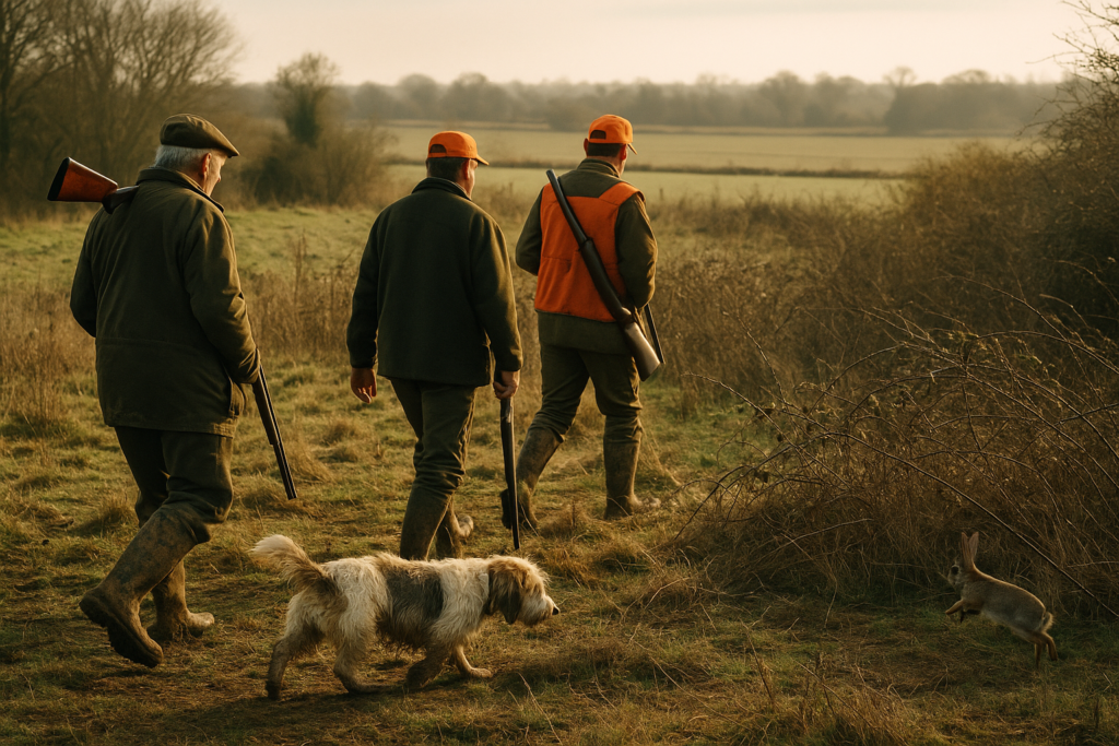 Basset à poil dur, ronciers vendéens, lapin — chasse de un Petit basset griffon vendéen