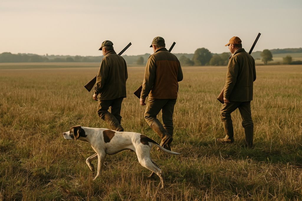 Chien d'arrêt anglais, grande plaine, quête très large — chasse de un Pointer
