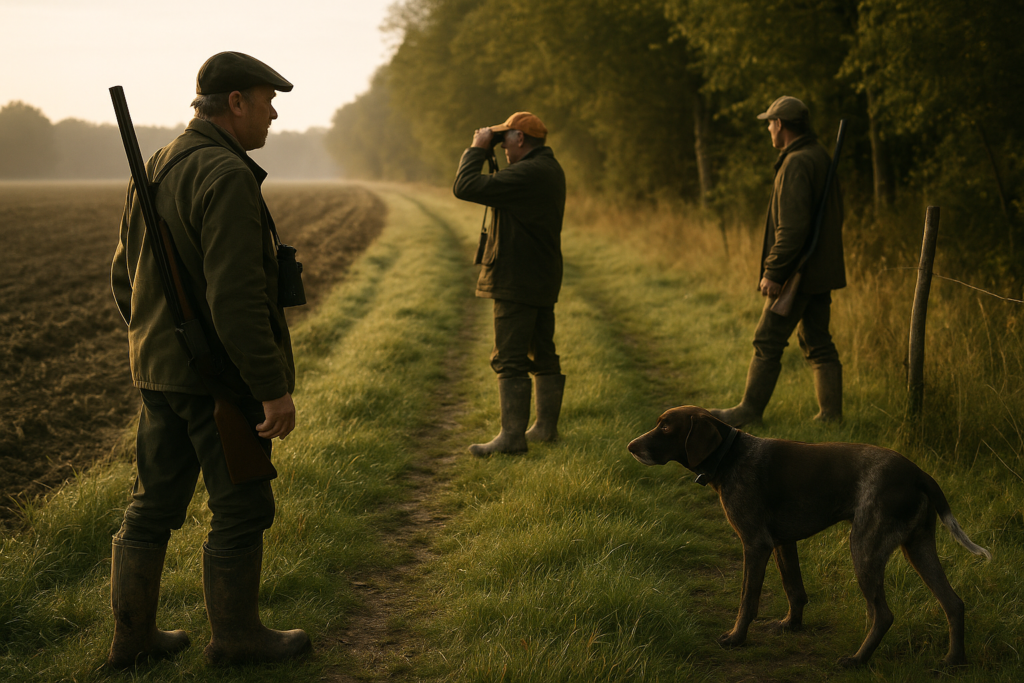 Tournée matinale, jumelles, lisière et piquets de territoire — chasse du garde particulier