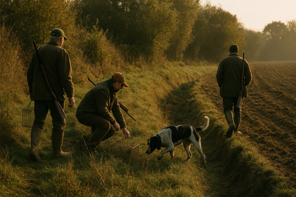 Talus et lisière, régulation, piégeur au petit matin — chasse du renard