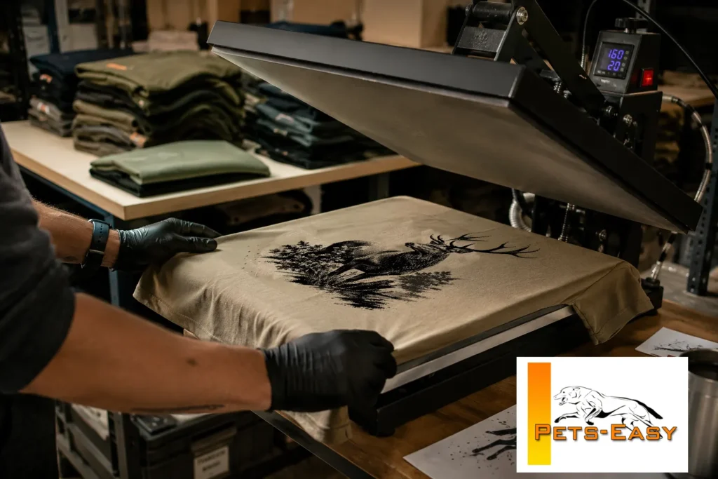 Presse a sublimation dans l'atelier COGESCO, impression d'un textile personnalise