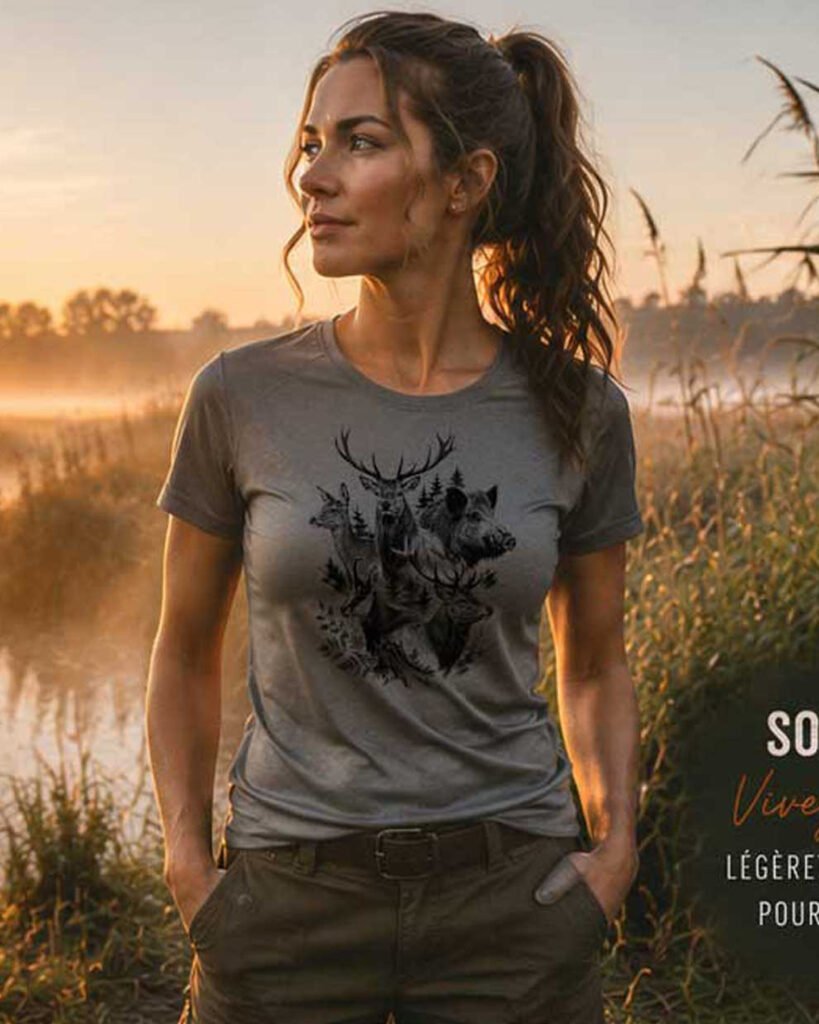 T-shirt femme de chasse personnalise - pets-easy